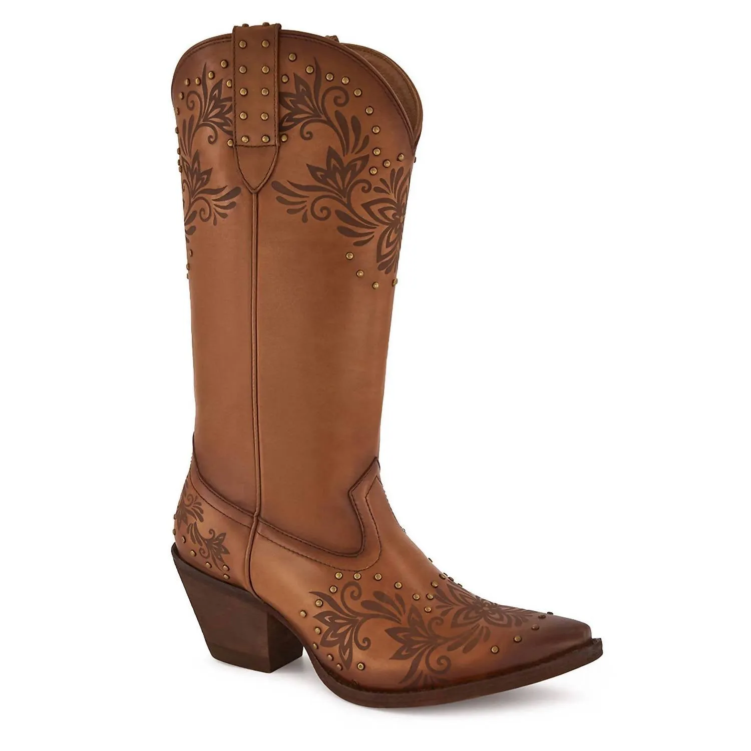 Women Premium Leather Western Boots In Brown