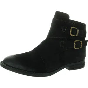 Womens Buckle Leather Ankle Boots