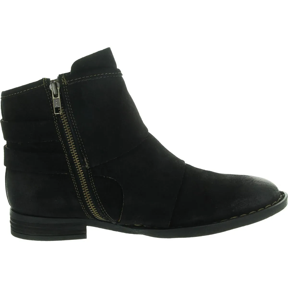 Womens Buckle Leather Ankle Boots