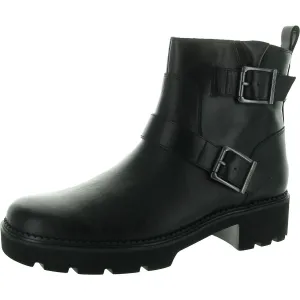 Womens Buckle Leather Booties