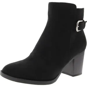 Womens Buckle Microfiber Ankle Boots