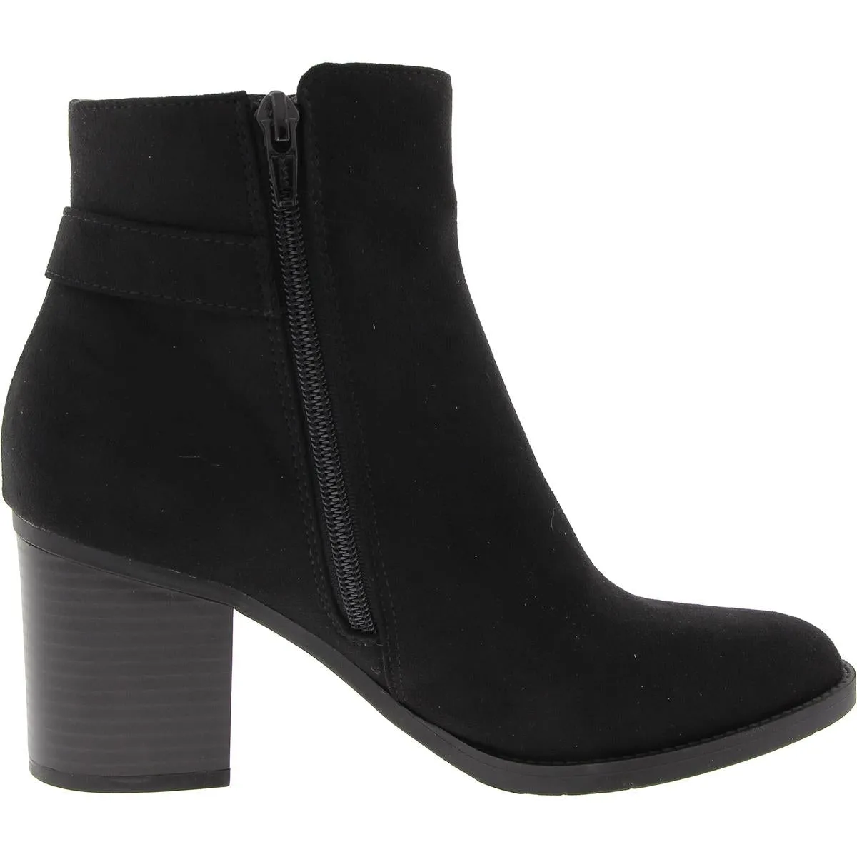 Womens Buckle Microfiber Ankle Boots