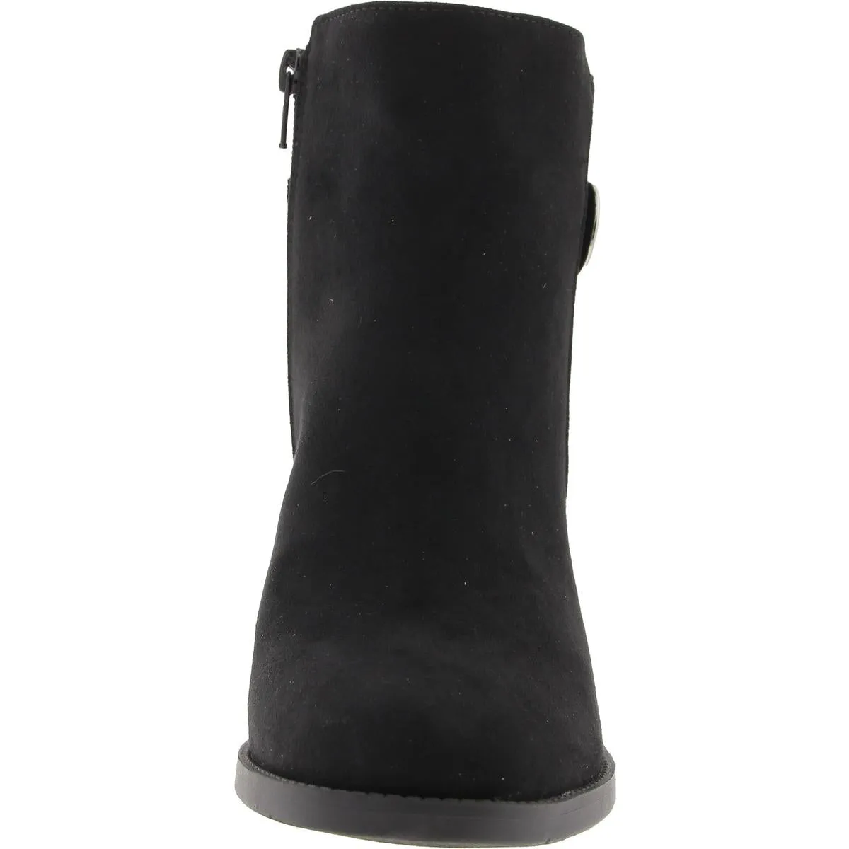 Womens Buckle Microfiber Ankle Boots