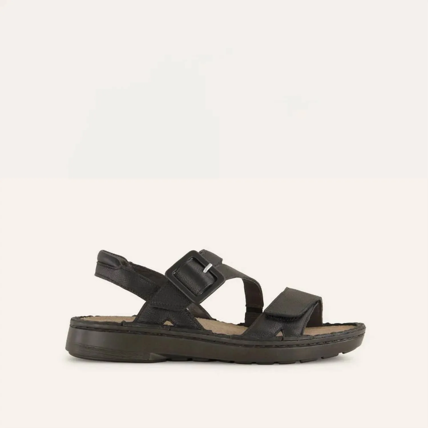Women's Castelo Sandals - Wide In Soft Black Leather