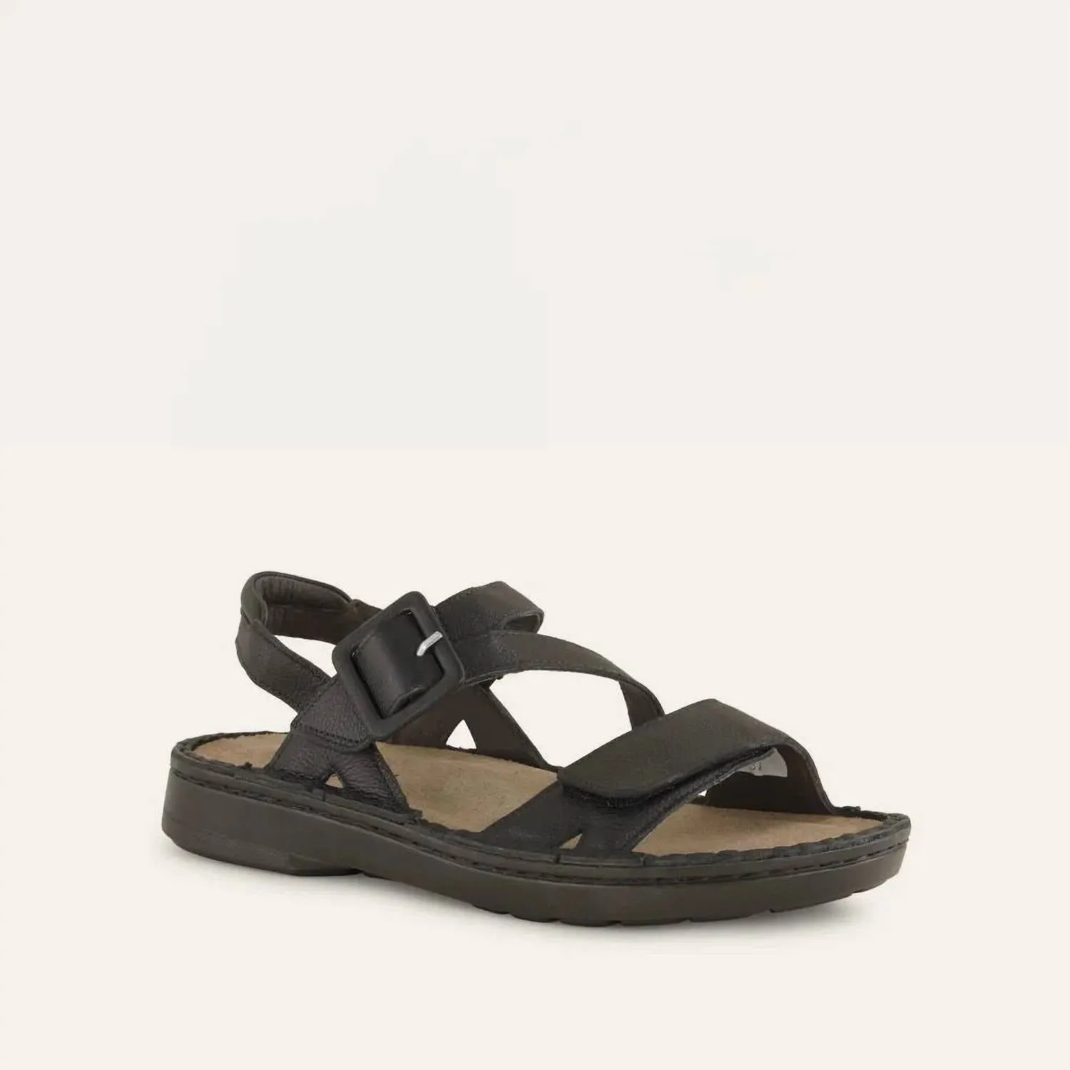 Women's Castelo Sandals - Wide In Soft Black Leather