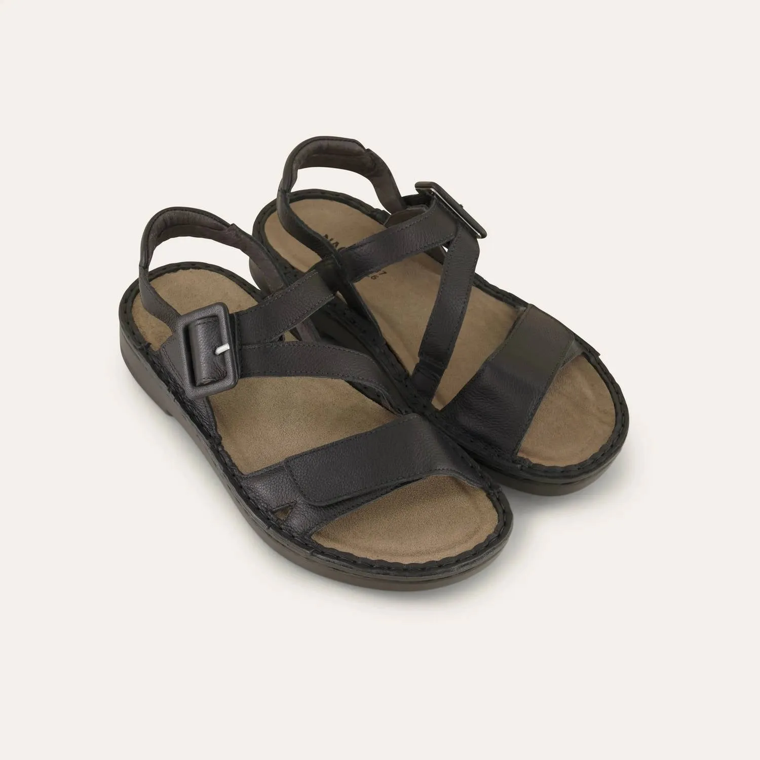 Women's Castelo Sandals - Wide In Soft Black Leather