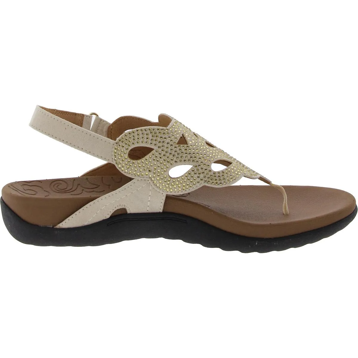 Womens Embellished Faux Leather Slingback Sandals