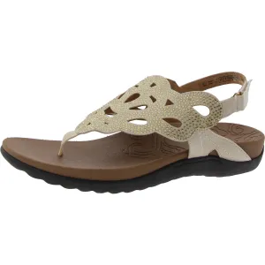 Womens Embellished Faux Leather Slingback Sandals
