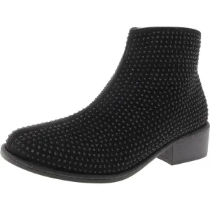 Womens Embellished Faux Suede Ankle Boots