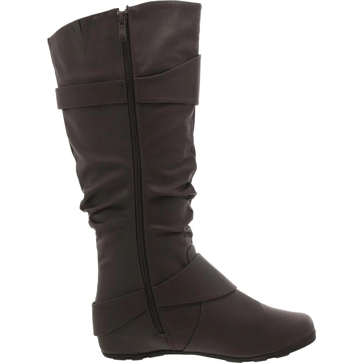 Womens Faux eather Buckle Knee-High Boots