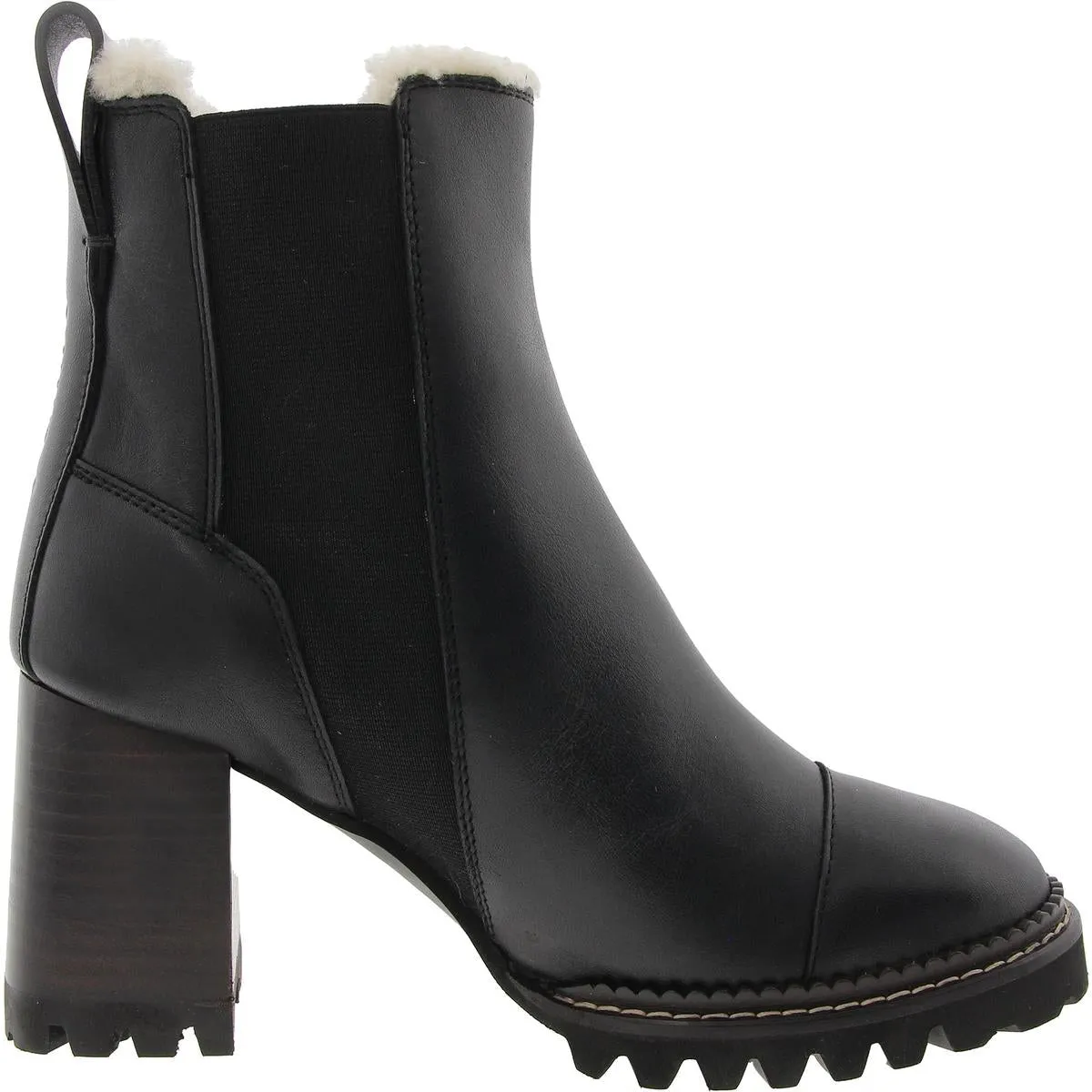 Womens Faux Fur Leather Booties