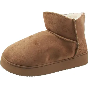 Womens Faux Fur Lined Faux Suede Ankle Boots