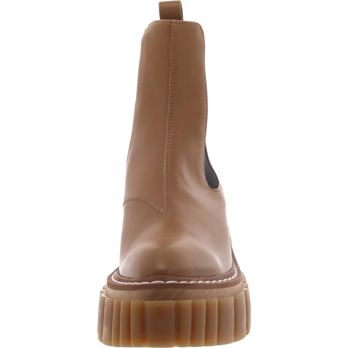 Womens Faux Leather Block Heel Chelsea Boots