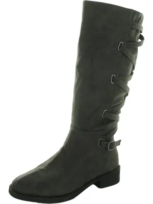 Womens Faux Leather Casual Mid-Calf Boots