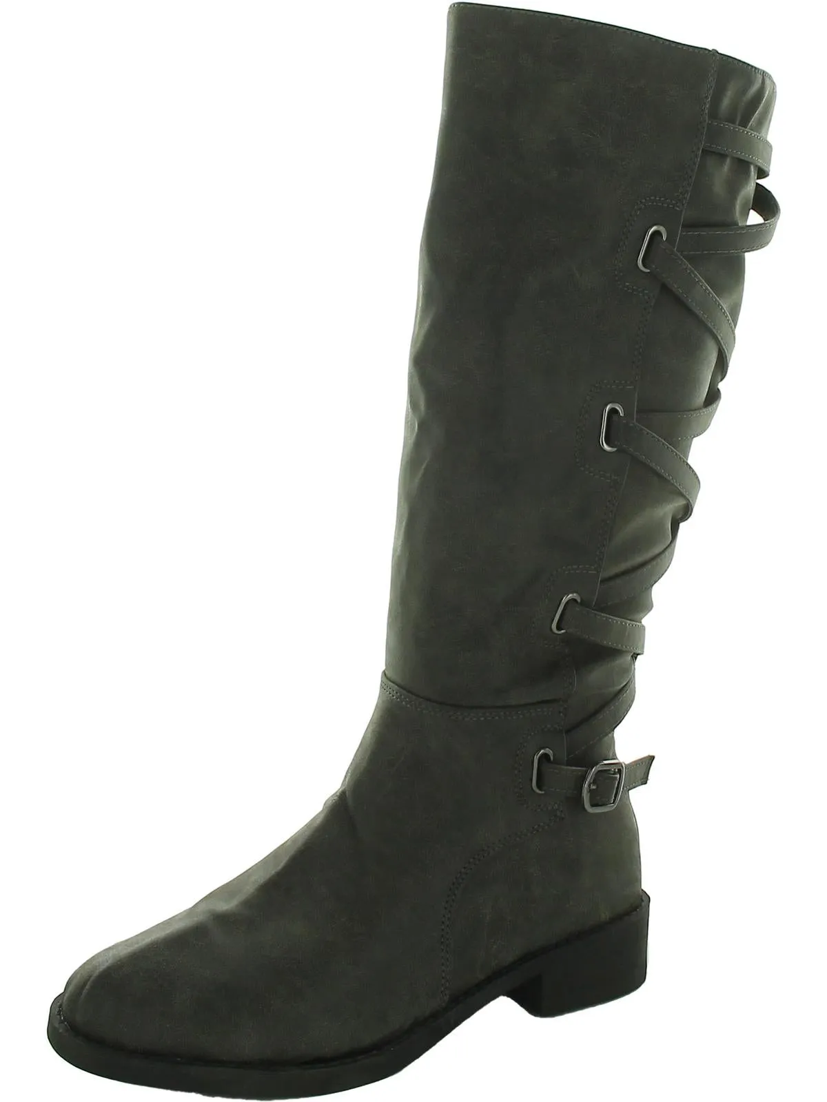 Womens Faux Leather Casual Mid-Calf Boots