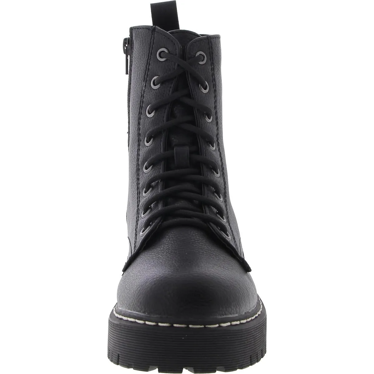 Womens Faux Leather Padded Insole Combat & Lace-Up Boots