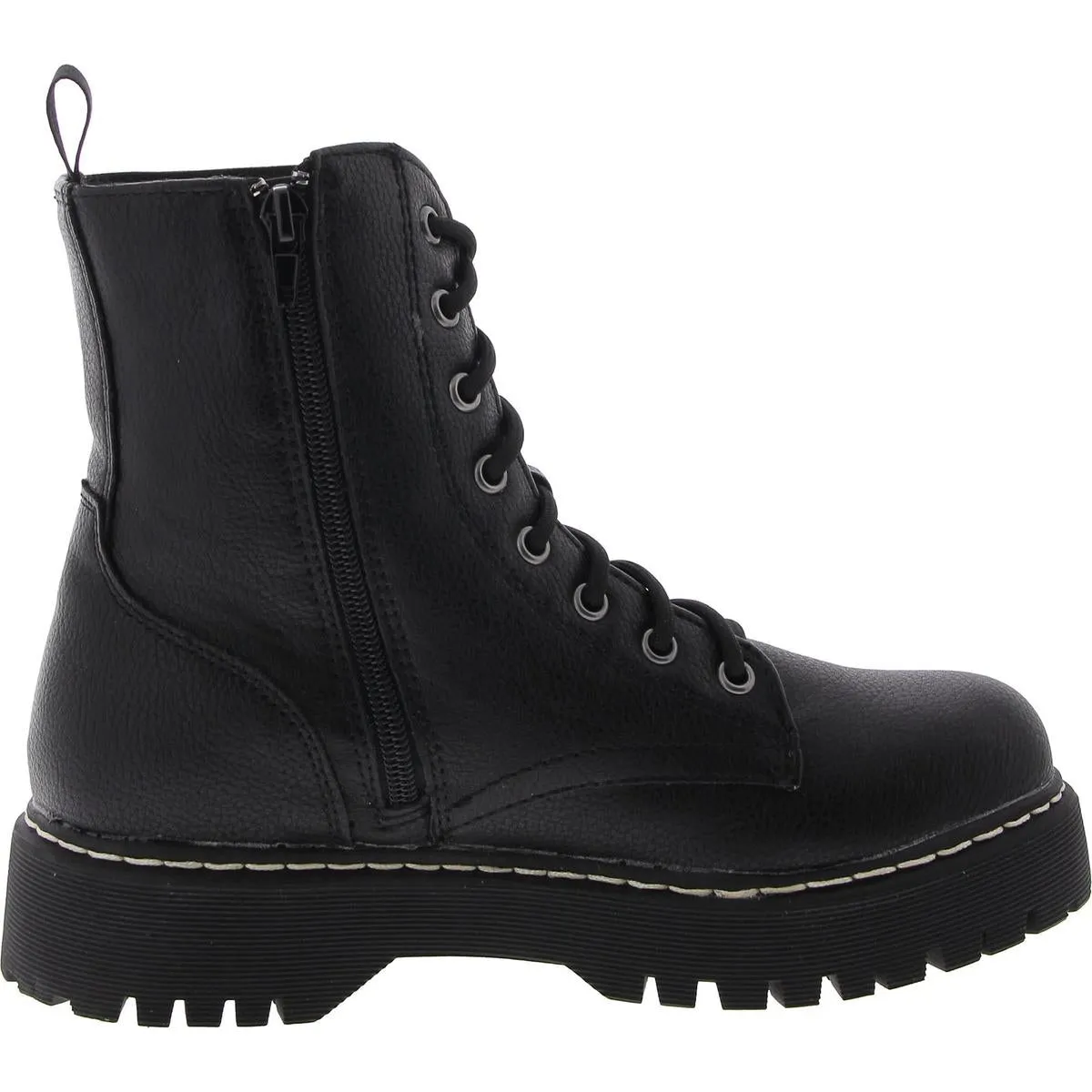 Womens Faux Leather Padded Insole Combat & Lace-Up Boots