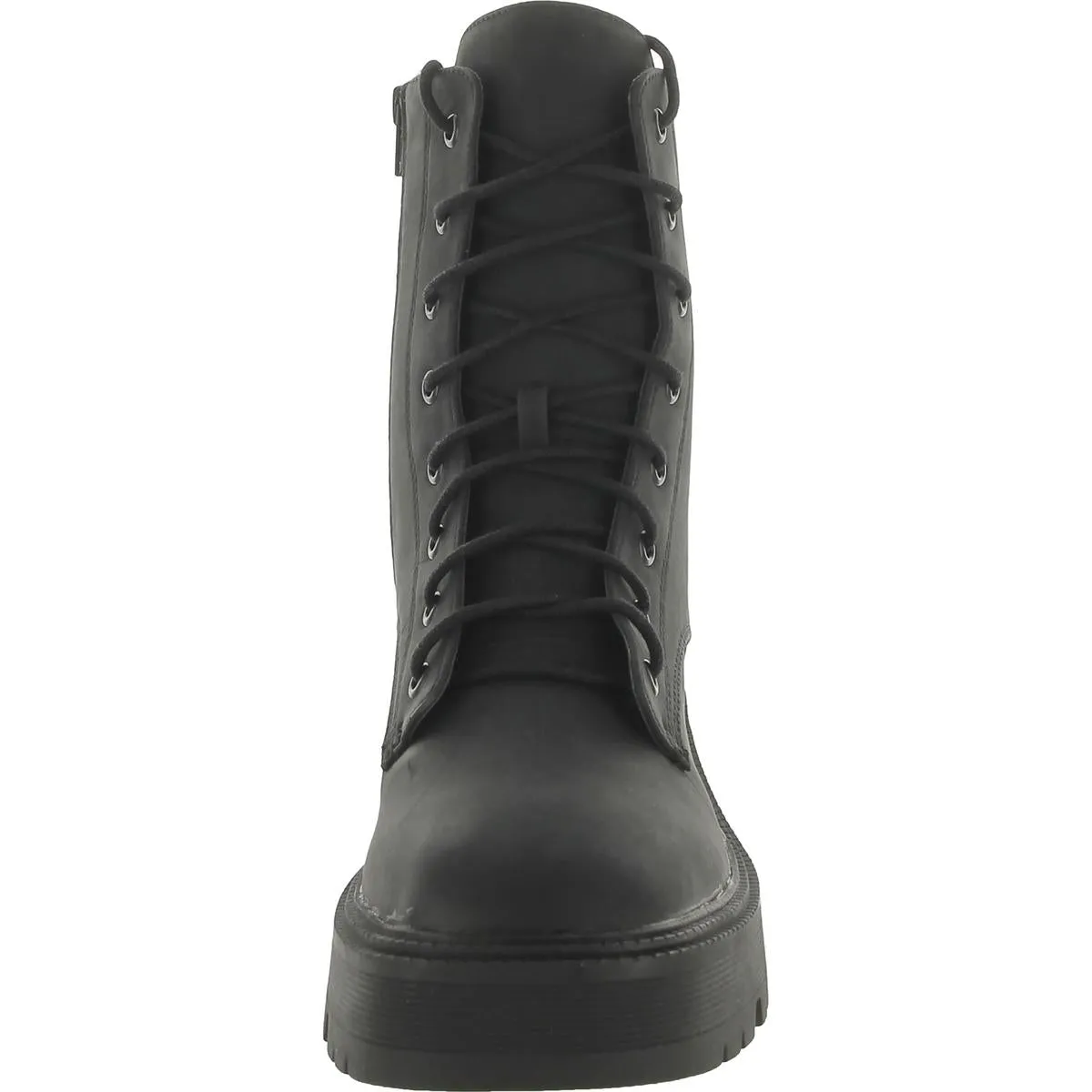 Womens Faux Leather Platform Combat & Lace-up Boots
