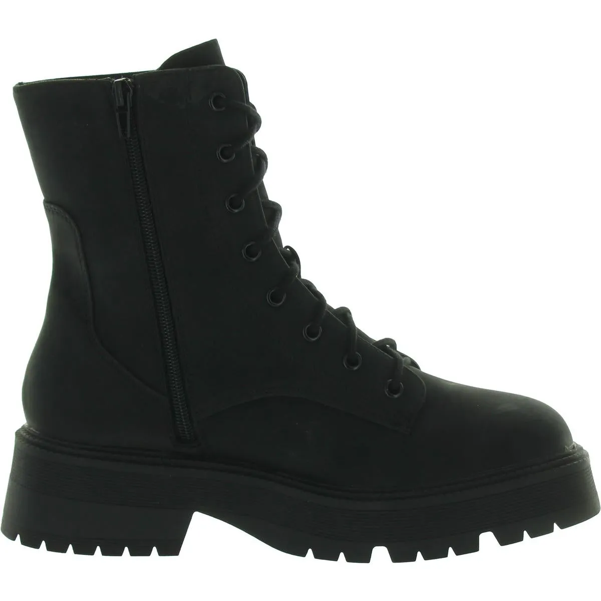 Womens Faux Leather Platform Combat & Lace-up Boots