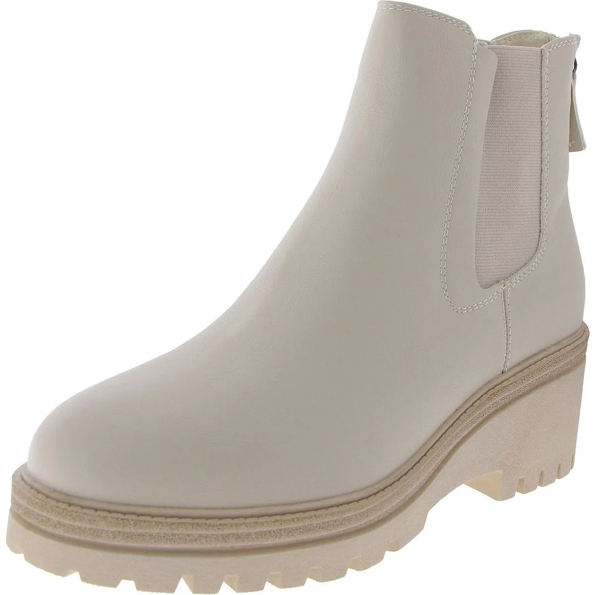 Womens Faux Leather Pull On Ankle Boots