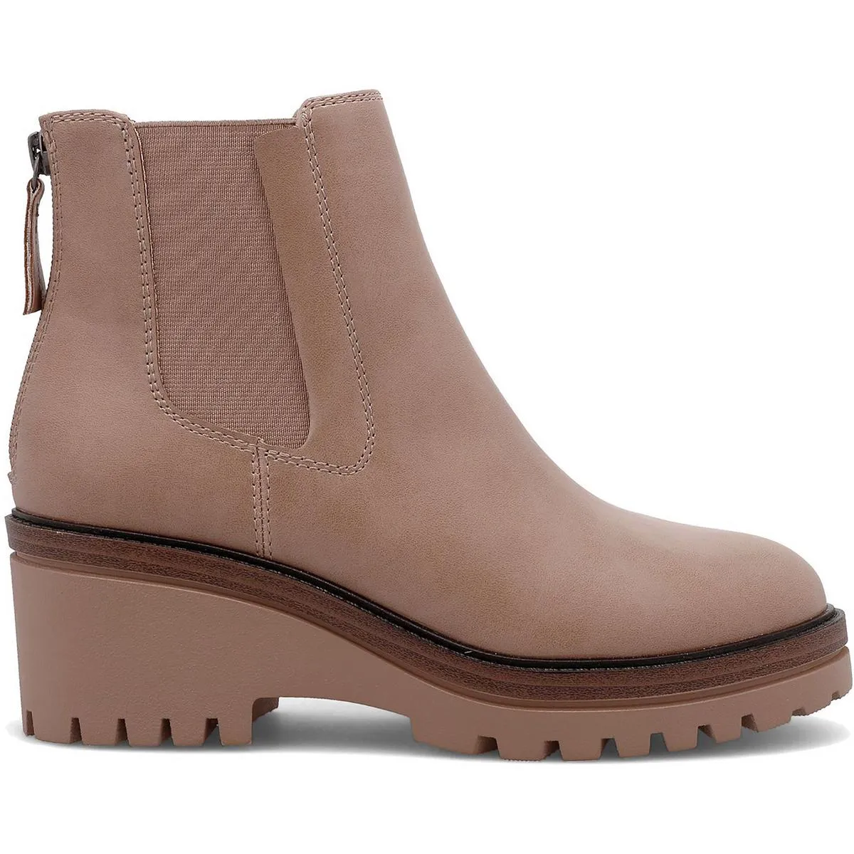 Womens Faux Leather Pull On Ankle Boots