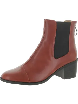 Womens Faux Leather Pull On Ankle Boots