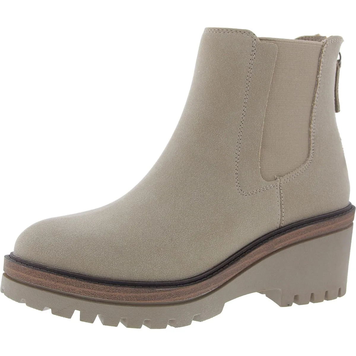 Womens Faux Leather Pull On Ankle Boots