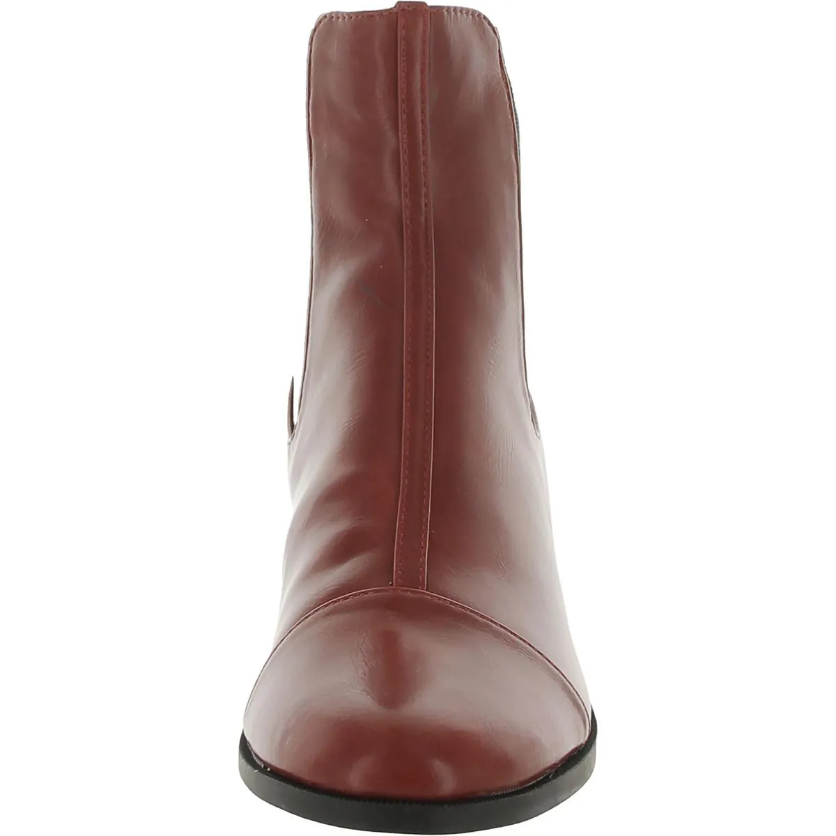Womens Faux Leather Pull On Ankle Boots