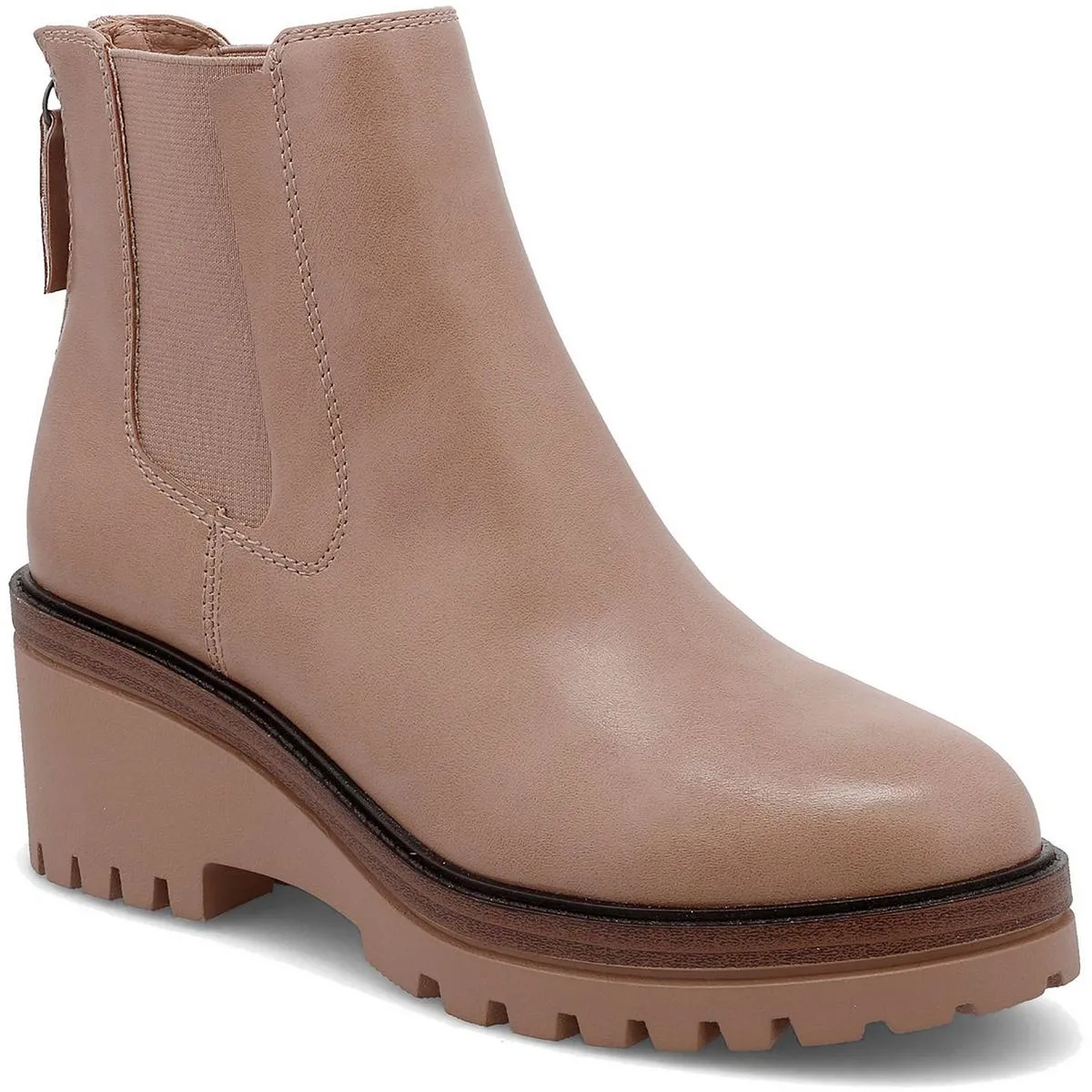 Womens Faux Leather Pull On Ankle Boots
