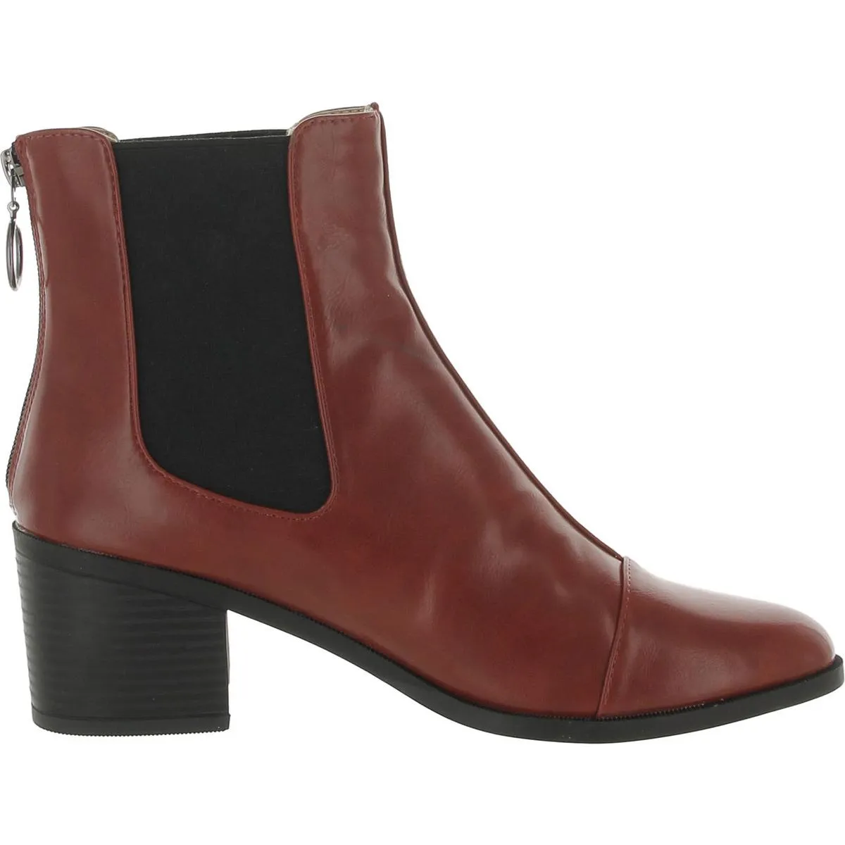 Womens Faux Leather Pull On Ankle Boots