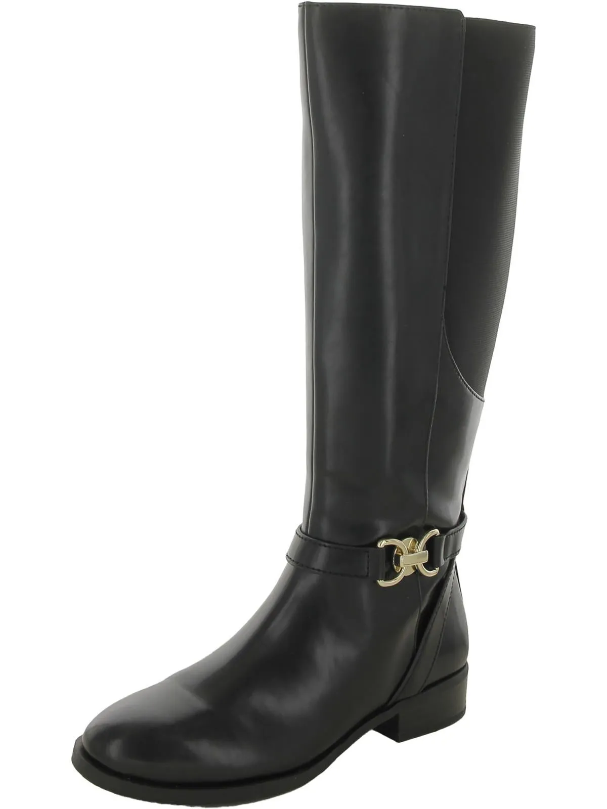 Womens Faux Leather Round Toe Mid-Calf Boots