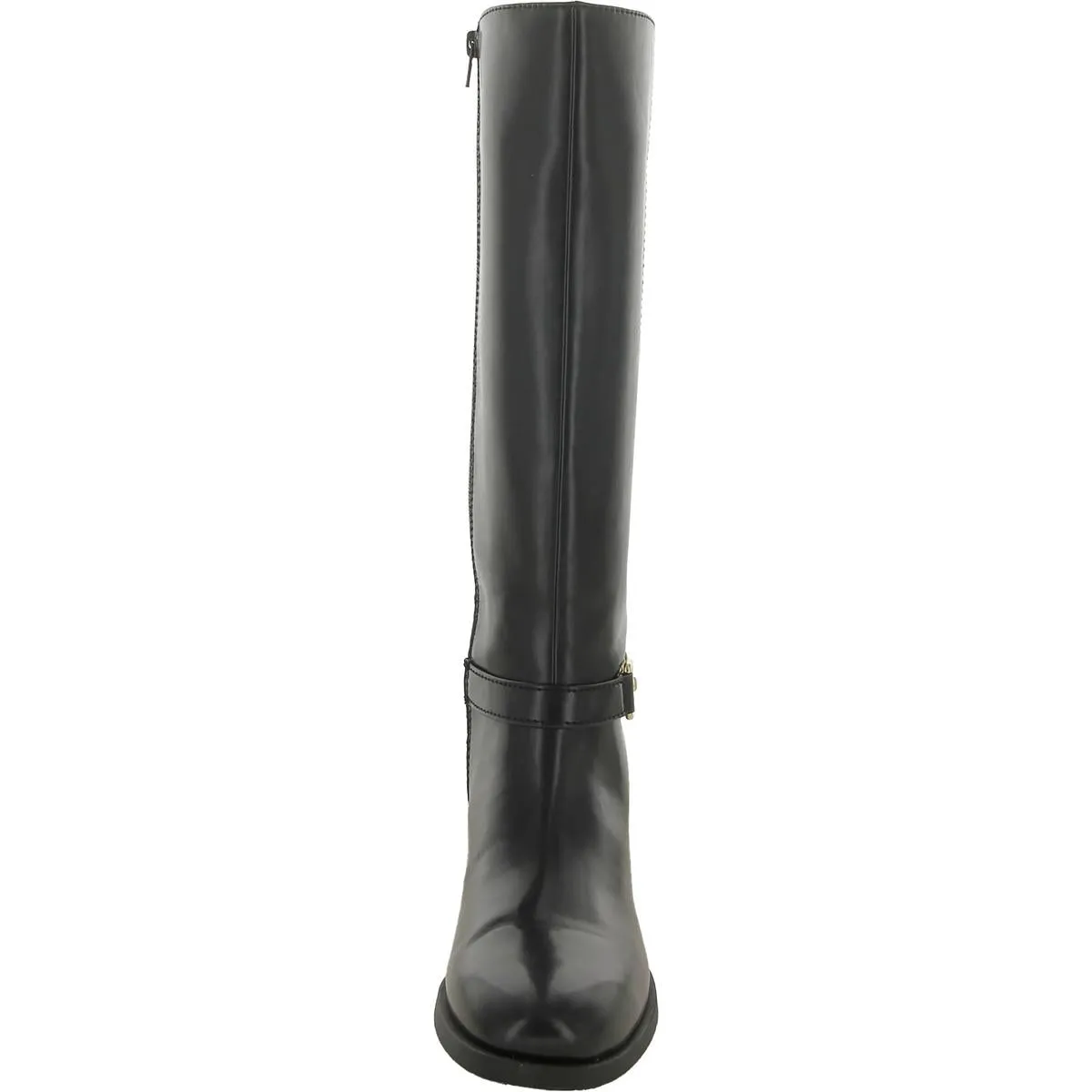 Womens Faux Leather Round Toe Mid-Calf Boots