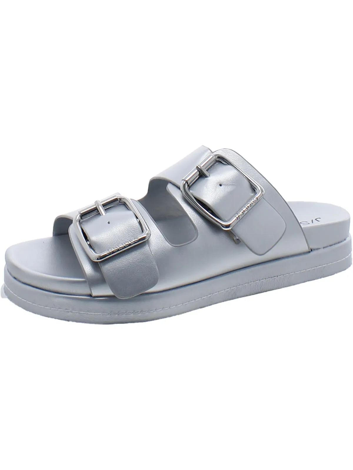 Womens Faux Leather Slip On Slide Sandals