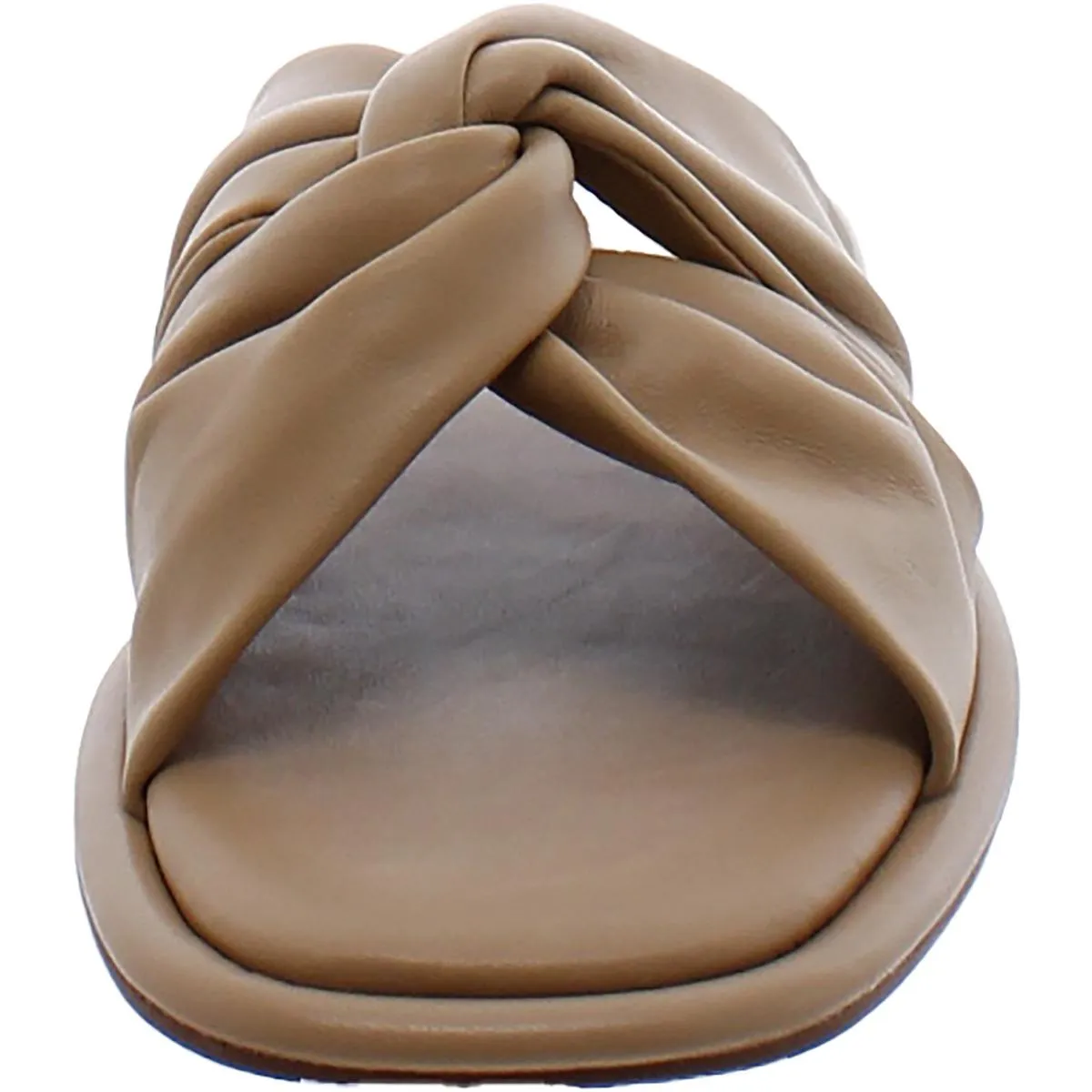 Womens Faux Leather Slip On Slide Sandals