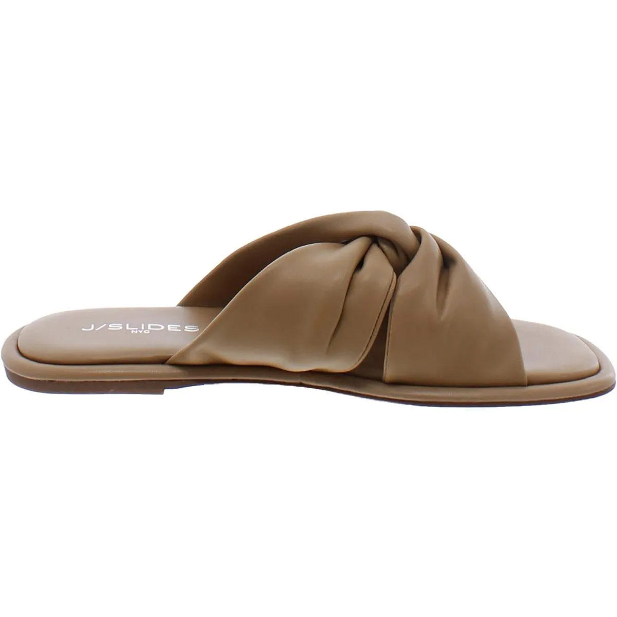 Womens Faux Leather Slip On Slide Sandals