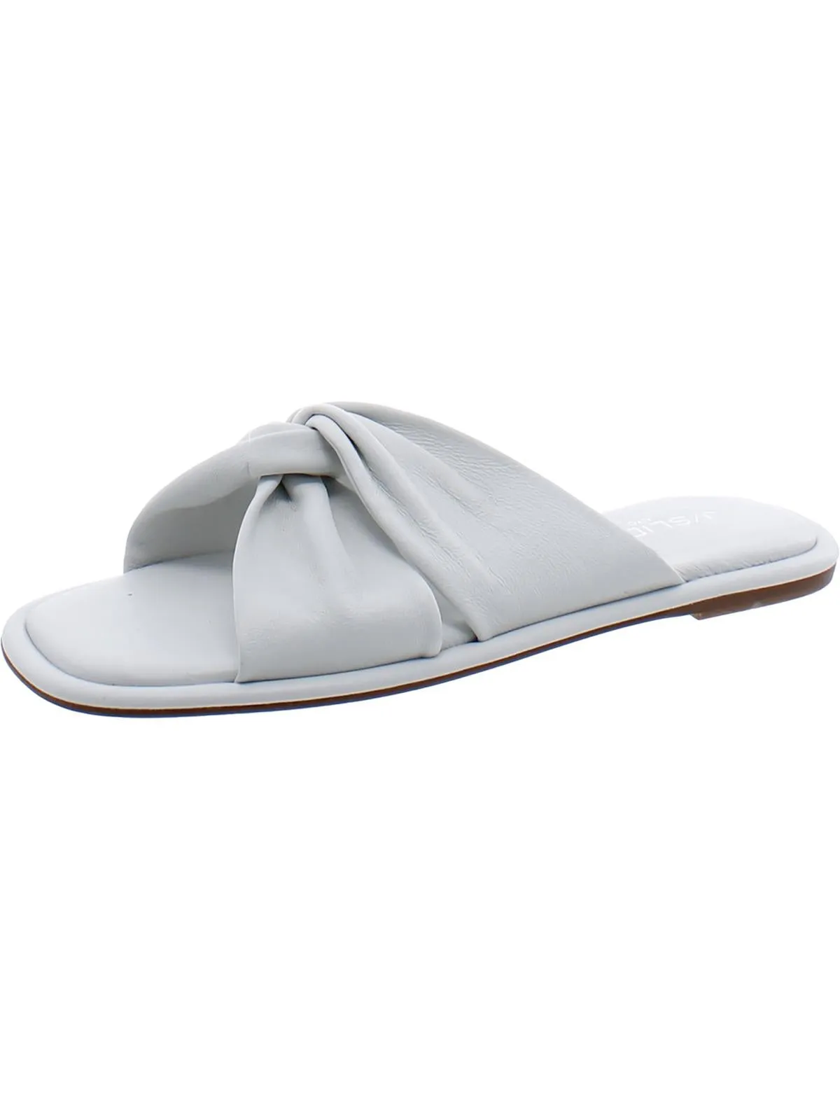 Womens Faux Leather Slip On Slide Sandals