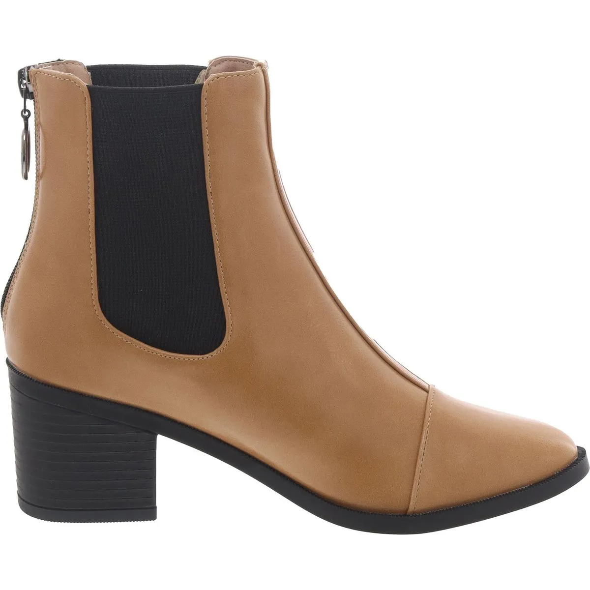 Womens Faux Leather Zipper Chelsea Boots