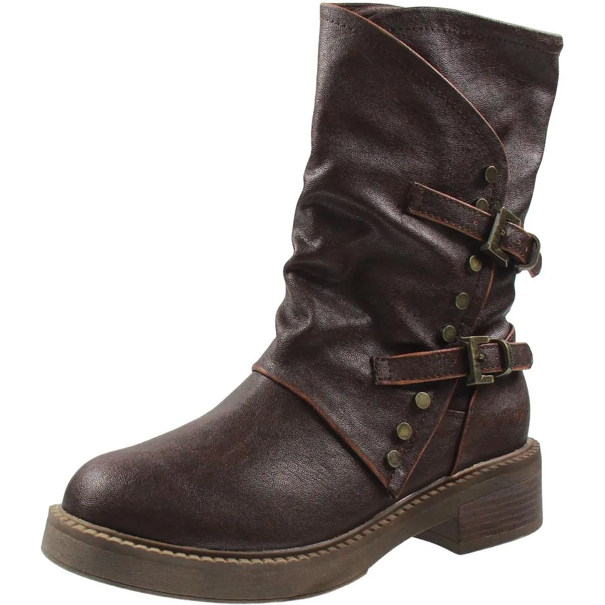 Womens Faux Suede Block Heel Knee-High Boots