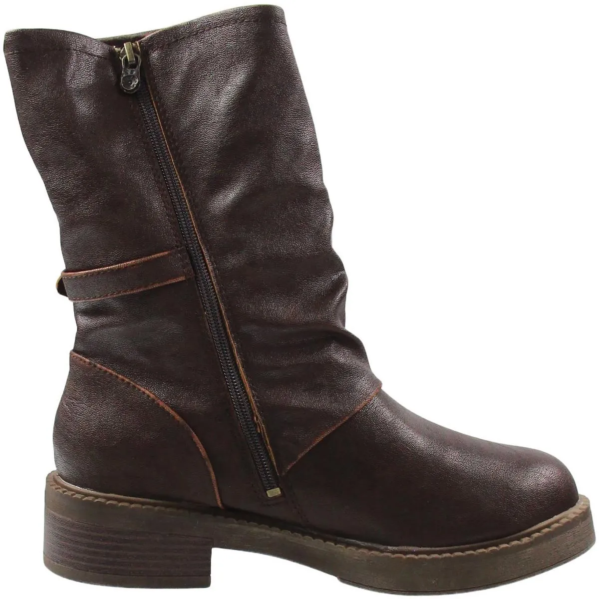 Womens Faux Suede Block Heel Knee-High Boots
