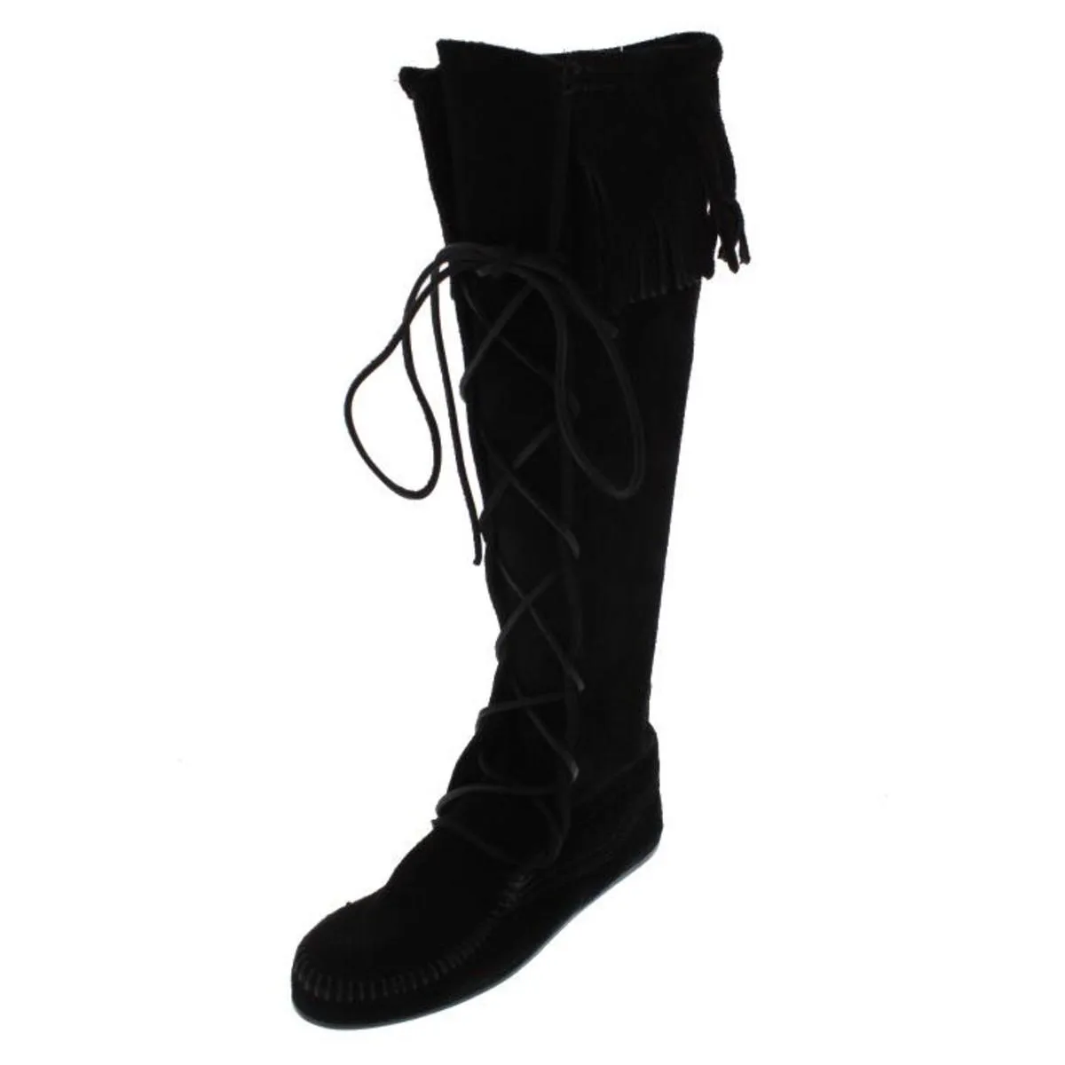 Womens Fringe Knee-High Moccasin Boots