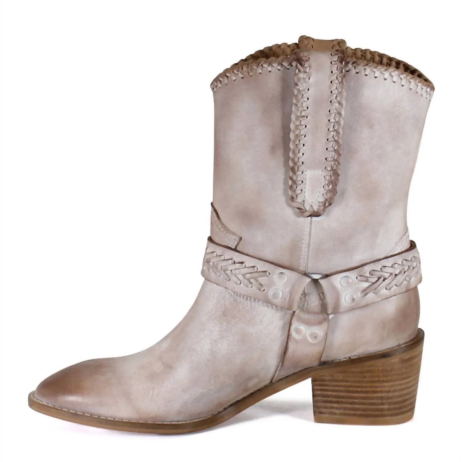 Women's Glass Heart Western Boot In Distress Off White