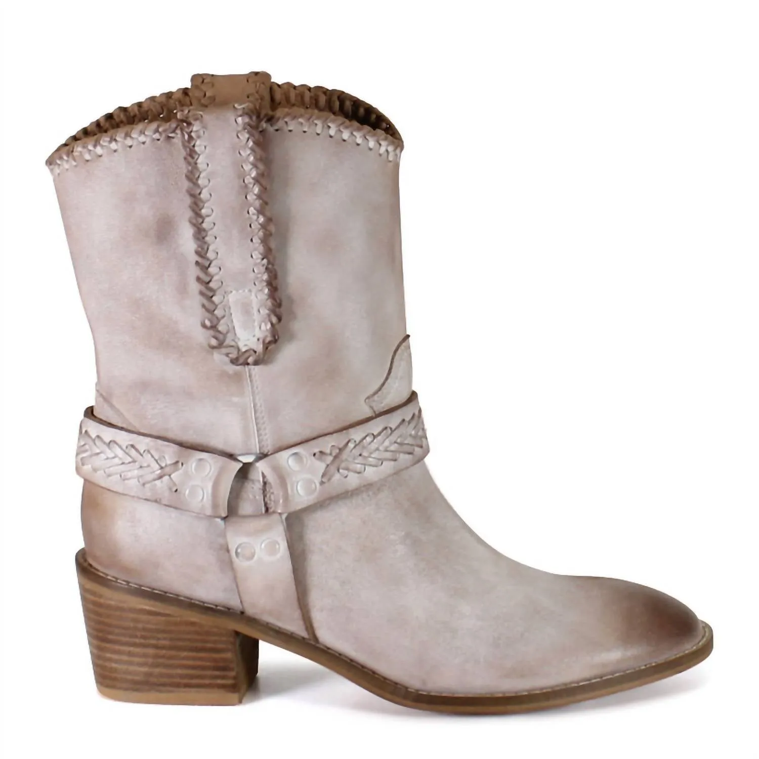 Women's Glass Heart Western Boot In Distress Off White