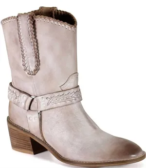 Women's Glass Heart Western Boot In Distress Off White