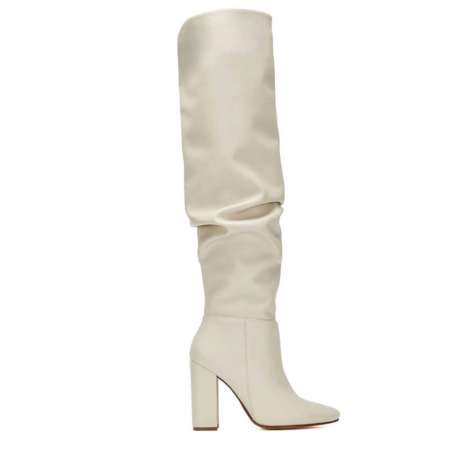 Women's Knee High Heel Boots In Ivory