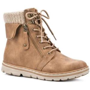 Womens Lace-Up Faux Leather Booties