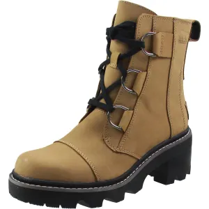 Womens Lace-Up Faux Leather Combat & Lace-Up Boots