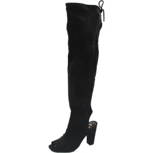 Womens Lace-Up Faux Suede Over-The-Knee Boots