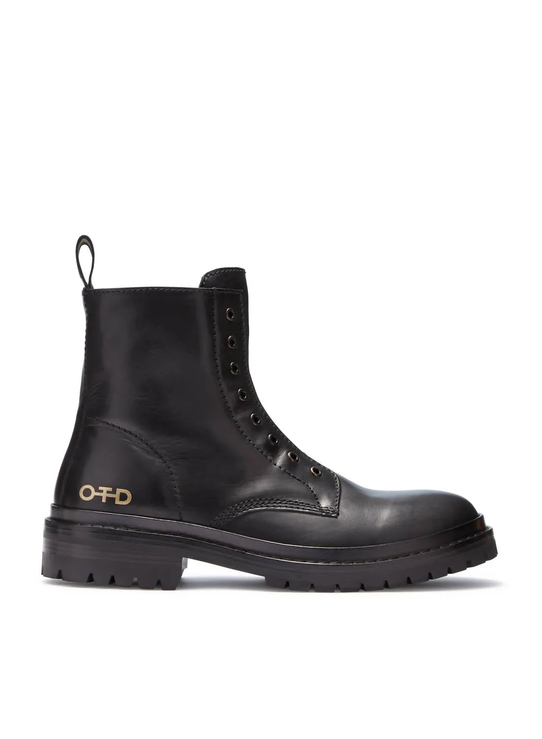 Women's Laceless Leather Combat Boots In Black