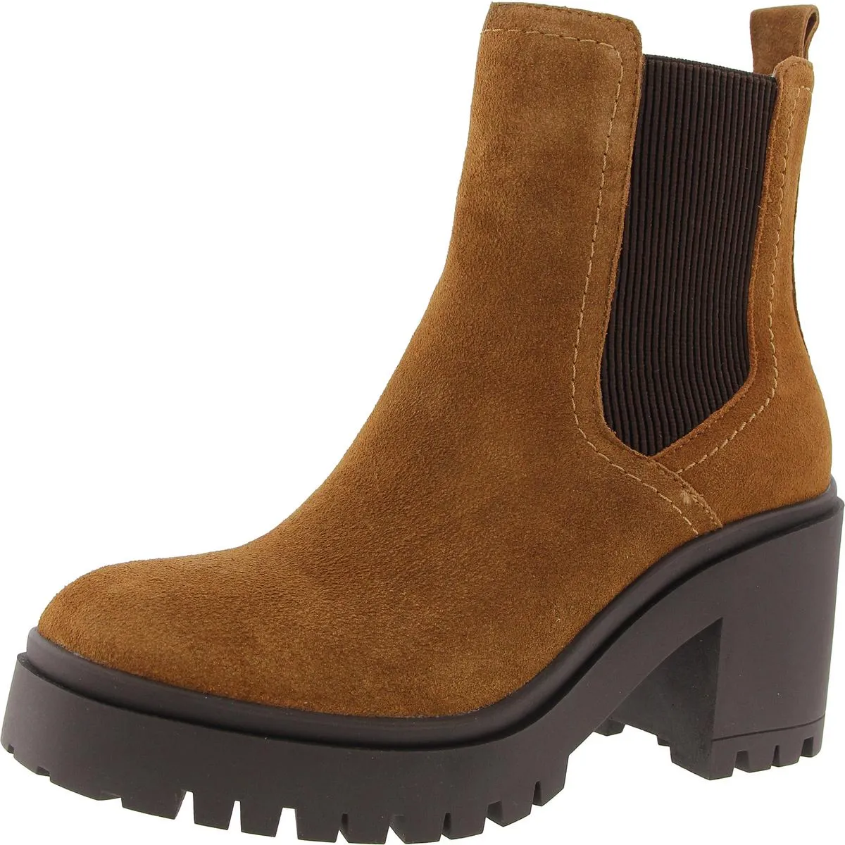Womens Leather Lugged Sole Ankle Boots