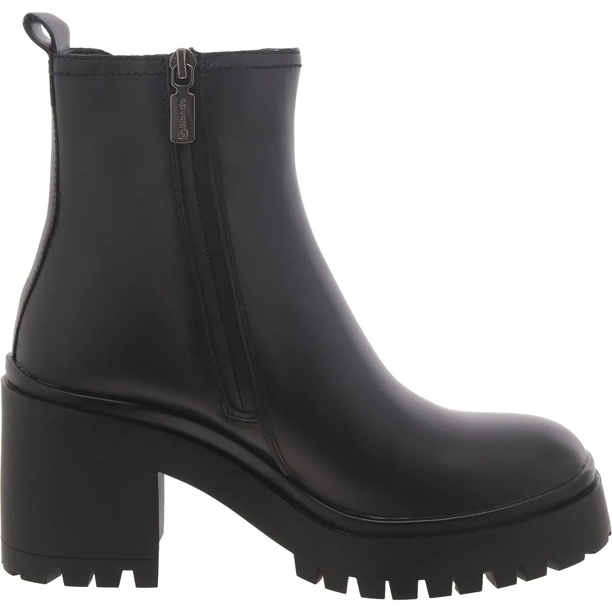 Womens Leather Lugged Sole Ankle Boots
